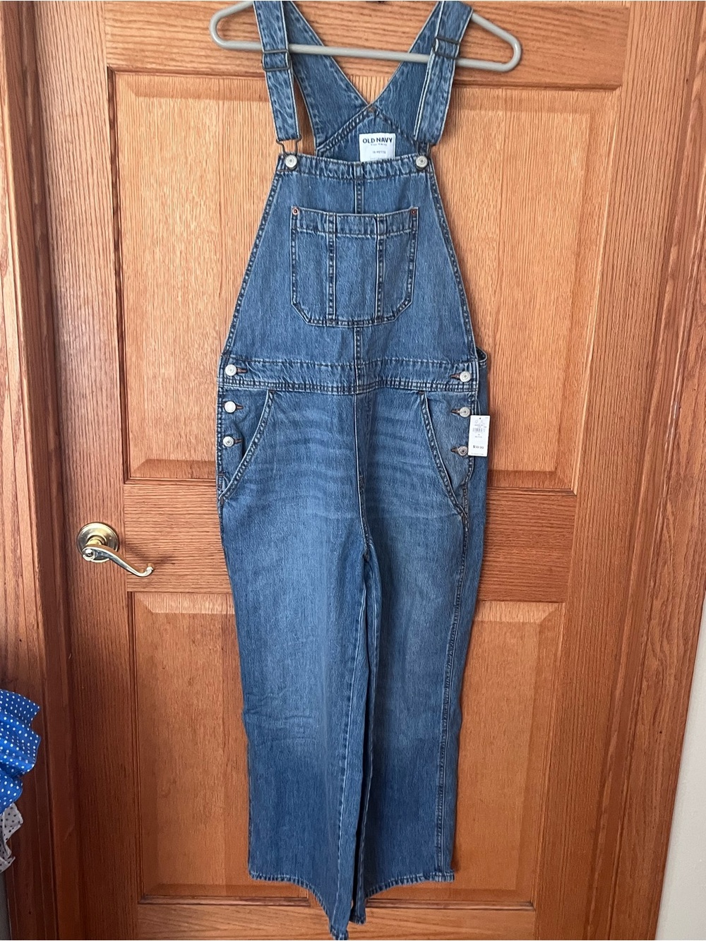 Old Navy baggy wide cropped leg Women's Blue Denim Overalls